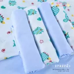 Mimibabe ผ้าอ้อมสาลู 27x27 นิ้ว แพ็คละ 6 ผืน - ลายกบเขียว+สีพื้นฟ้า