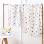 พร้อมส่ง Hello Babyผ้าอ้อม ผ้าห่อตัวมัสลินขนาด110*120 ปลอดสารอันตรายทุกชนิด ใช้ดีมากค่ะ