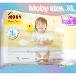 Moby ผ้าอ้อมสำเร็จรูป สัมผัสนุ่ม เจลซึมซับพิเศษแห้งเร็ว กระจายขิงเหลวได้ทั่วแผ่น ครบไซ้ มีตัวเลือก เทป/กางเกง