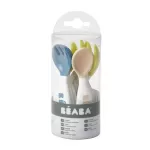 ฺ Beaba Set 6 Training Spoons and 4 Training Forks for 2nd Age Assorted Colors Blue/NEON/NUDE