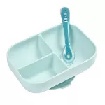 Beaba Beaba Silicone Division Division Division with a Silicone Suction Divided Plate with Spoon - Nude