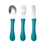 BEABA ช้อนส้อมมีดสแตนเลส Stainless steel training cutlery Knife / Fork / Spoon - BLUE