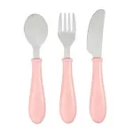 Beaba Stainless Steel Training Cutlery Knife / Fork / SPOON - LIHGT Pink
