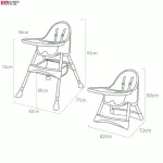 FIN เก้าอี้ทานข้าวเด็ก 3in ปรับระดับได้2ระดับ พับเก็บง่ายมีล้อ รุ่น ST022