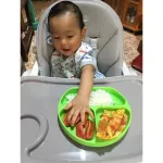 Bumkins จานหลุมซิลิโคน ฐานดูดกันเลื่อน รุ่น Silicone Grip Dish สีเขียว GD-GRN / / ฝาปิดจาน