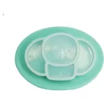 Ange, silicone, monkey pattern, elephant pattern with a lid and suction button to hold the table plate, the cute silicone dish that can put up to 5 foods, plus hot, hot, cold