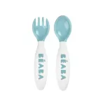 ฺ Beaba, a fork with 2nd Age Training Fork and Spoon Storage Case Included - Blue