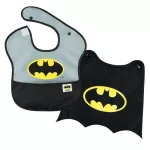 BUMKINS BATMAN FEEDING BUNDLE. Great value set. Apron for younger 6-24 months with a silicone dish sucking the table.
