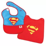 BUMKINS with anti-rear covents with the Collections DC model Super Bib with Cape. Suitable for 6-24 months. Super Man pattern.