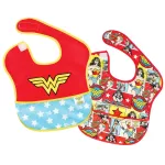 BUMKINS 2-piece waterproof apron. Collections DC model Super Bib PK2 is suitable for 6-24 months. Wonder Woman pattern.