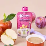 PEACHY Baby Dietary Supplement, Liquid Food, aged 6 months and over, apple flavor, crushed, mixed with oatmeal and prunes.