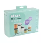 Beaba. EXPERT MEAL & FOOD Storage Pack - 12 Clip Portions + 2 1st Stage Silicone SPOONS - Blue/Dark Blue