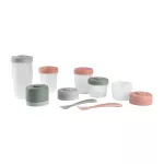 Beaba. EXPERT MEAL & FOOD Storage Pack - 12 Clip Portions + 2 1st Stage Silicone SPOONS - EUCLYPTUS