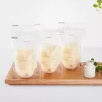 Imani, a milk storage bag with a channel for a breast pump, convenient, easy to pump the milk into the bag immediately.
