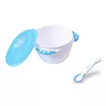 "Kidsme - Small feeding bowl set And a spoon showing the Baby Garber Bowl temperature