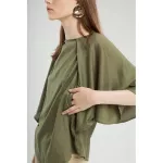 DVA Boat Neck Top Beige Green