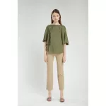 DVA Boat Neck Top Beige Green