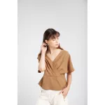 CESCA CROP TOP BROWN WHITE