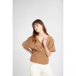 CESCA CROP TOP BROWN WHITE