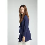 Wanda Tie Long Robe Navy L