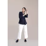 Queencows Tae Tadeo Long Sleeve Warp Top Navy