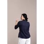 Queencows Tae Tadeo Long Sleeve Warp Top Navy