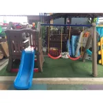 บ้านสไลด์ชิงช้า2ที่นั่ง สไลเดอร์2in1 บ้านสไลเดอร์ ของเล่นเด็ก,เครื่องเล่นสนาม พร้อมส่ง