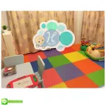 Hellomom, jigsaw crawling sheet, covering the edge of the crawling sheet, reducing impact, size 60 x 60, thick, 10 mm, mixed colors, standardized with TIS. Suitable for children from 0 months or more.