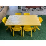 ชุดโต๊ะพร้อมเก้าอี้6ตัว ,โต๊ะนักเรียน ,โต๊ะกินข้าวอนุบาล, โต๊ะสี่เหลี่ยมผืนผ้า พลาสติก ปรับระดับได้พร้อมส่ง สำหรับเด็ก อนุบาล โรงเรียน