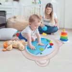 Playing sheet to enhance development Blow the air and add water.