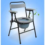 เก้าอี้นั่งถ่าย เหล็กชุบ พร้อมพนักพิง พับได้ AB0302รุ่นเปิดแผ่นรองนั่ง