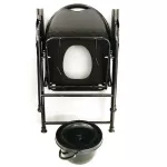 Abloom เก้าอี้นั่งถ่าย พร้อมพนักพิง พับได้ - สีดำ