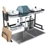 The shelves on the sink save space that placed the dish overturned. Stainless steel dishes upside down.