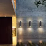 Wall Light Outdoor - Wall lamp, wall lamp, cylindrical black/gray, smooth surface, smooth, beautiful, available in 2 sizes.
