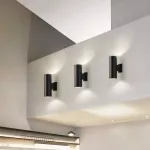 Wall Light Outdoor - Wall lamp, wall lamp, cylindrical black/gray, smooth surface, smooth, beautiful, available in 2 sizes.