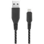 Energea Duratouough Lightning Charge & Sync 1.5M Black/Blue/Red by Millionhead that can withstand tensile strength up to 70-80 newtons, highly flexible.