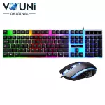 VOUNI keyboard set and wireless mouse model Home Game Wired USB Keyboard and Mouse Set E2907Y