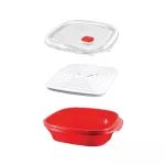 Clip Pac Micro กล่องไมโครเวฟ กล่องอุ่นอาหาร มีตะแกรง มีฝาปิด 1100 มล. มี BPA Free