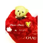 หมอนหัวใจสีแดง หมอน LOVE YOU + ตุ๊กตาหมี ของขวัญวาเลนไทน์ ของขวัญโรแมนติก