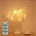 โคมไฟตั้งโต๊ะห้องนอน ห้องรับประทานอาหาร ไฟตกแต่งโคม ไฟขนนกตกแต่งเดสก์ท็อปรูปมะพร้าว