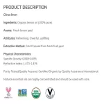 Now Foods Essential Lemon Oil, Organic 30 ml 100% Pure & Certified Organic, Lemon Organic Essential Oil