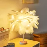 โคมไฟตั้งโต๊ะห้องนอน ห้องรับประทานอาหาร ไฟตกแต่งโคม ไฟขนนกตกแต่งเดสก์ท็อปรูปมะพร้าว