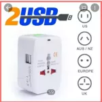 White power plug Universal Plug Travel Adapter + 2USB foreign travel equipment Can be used in many countries