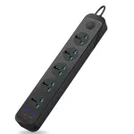 The power plug has 5 switches. 4usb plugs support the power of 10 amps 2500 watts, 2.82 meters long.