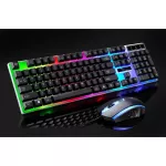 Glowing keyboard set with USB cable, computer, mouse set, glowing, mechanical mechanical