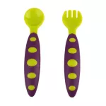 Spoon for children Practice eating by yourself. Green polka dot.