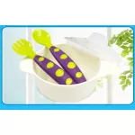 Spoon for children Practice eating by yourself. Green polka dot.