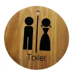 Orzer Bathroom Women's Bathroom Wooden Toilet Sign Round Shape 1 piece