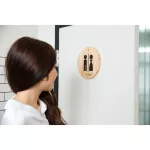 Orzer Bathroom Women's Bathroom Wooden Toilet Sign Round Shape 1 piece