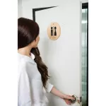 Orzer Bathroom Women's Bathroom Wooden Toilet Sign Round Shape 1 piece